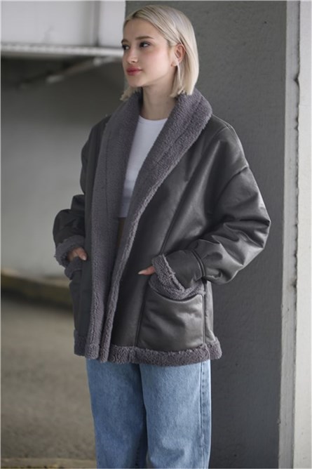 Women's Scrawl Lined Jacket MG1329 - Anthracite #362318