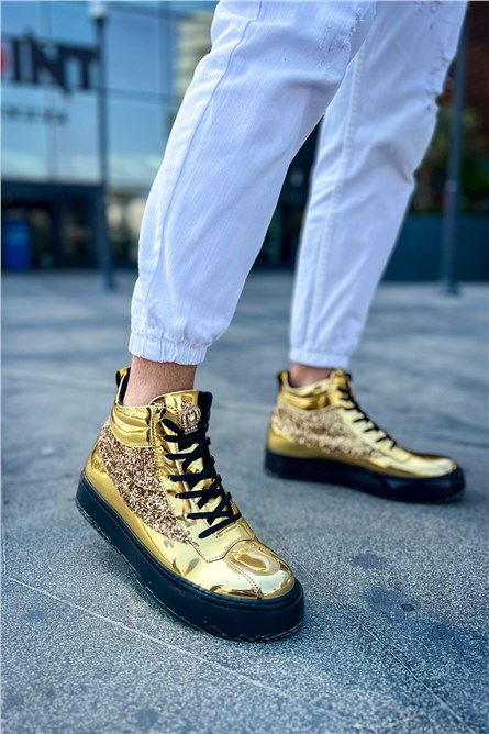 Men's Lace Up Boots CH973 - Gold #385141