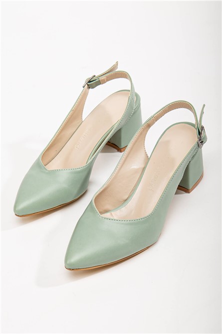 Women's Heeled Shoes - Light Green #367711