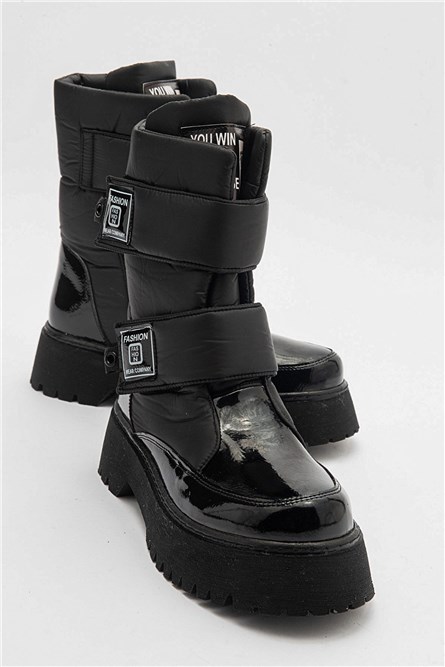 Women's Velcro Snow Boots - Black #406921