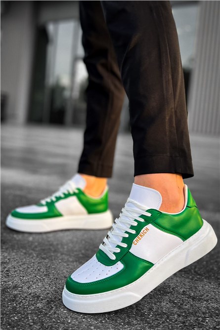 CH087 FBT Men's Sports Shoes - White with Green #410345