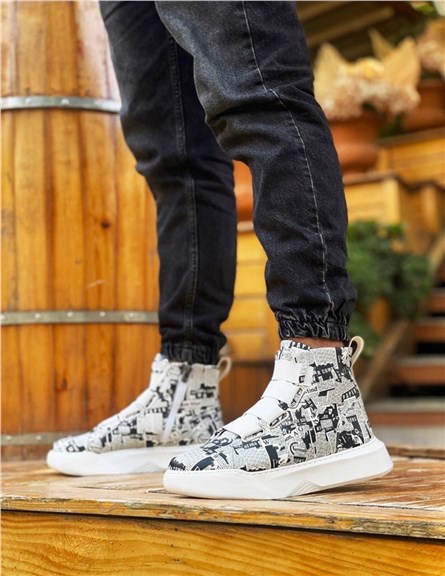 Men's Sports Boots BA0142 - Black-White #361655