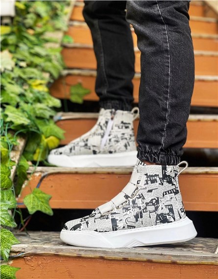 Men's Sports Boots BA0142 - Black-White #361655