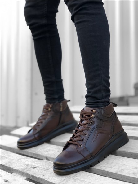 Men's Genuine Leather Sports Boots BA0144 - Brown #365063