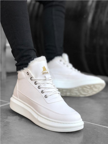 Men's sports boots with astrakhan BA0151 - White # 322279