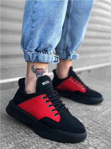 Men's sports shoes BA0163 - Black with Red # 322324