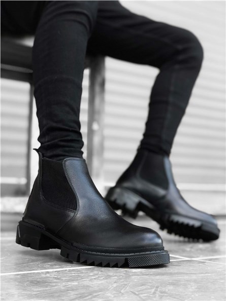 Men's leather boots BA0182 - Black # 322390