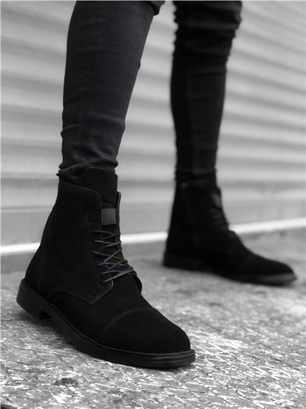 Men's suede boots BA0188 - Black #323556