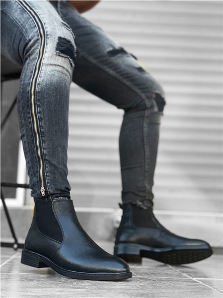 Men's Genuine Leather Boots BA0211 - Dark Blue #359007