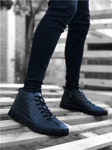Men's Genuine Leather Boots BA0215 - Black #361667