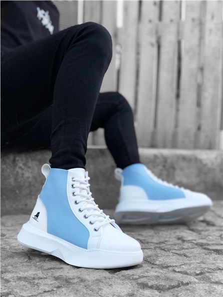 Men's Lace Up Sports Boots BA0256 - Blue-White #362659