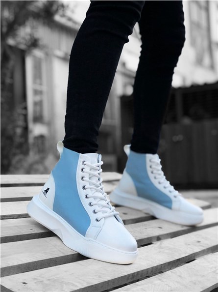 Men's Lace Up Sports Boots BA0256 - Blue-White #362659