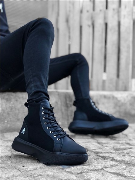 Men's Athletic Lace Up Boots BA0256 - Black #362661