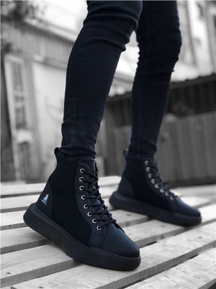 Men's Athletic Lace Up Boots BA0256 - Black #362661
