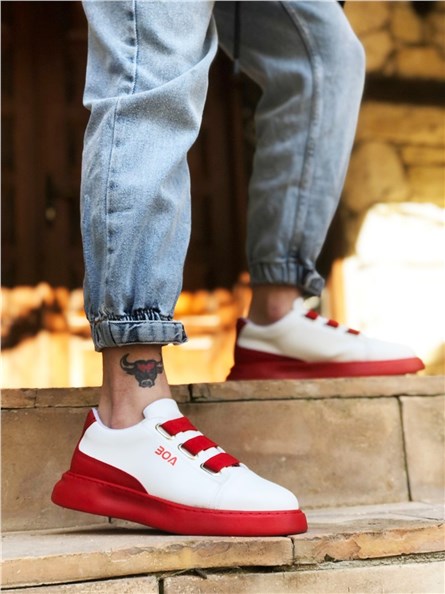 Men's casual shoes BA0329 - Red and White #330372