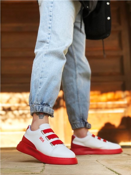 Men's casual shoes BA0329 - Red and White #330372