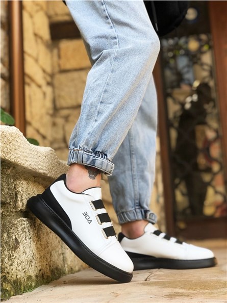 Men's casual shoes BA0329 - Black and White #328430