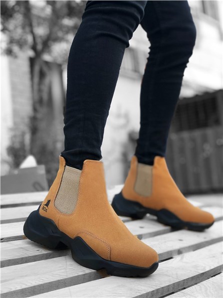 Men's Sports Boots with Side Elastics BA0444 - Camel #362096