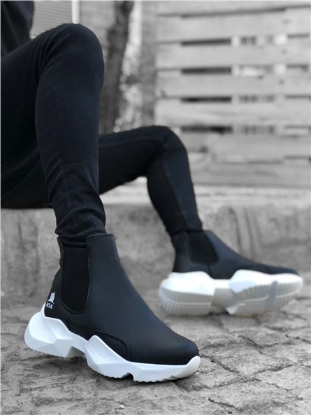 Men's Sports Boots with Side Elastics BA0444 - Black #362098