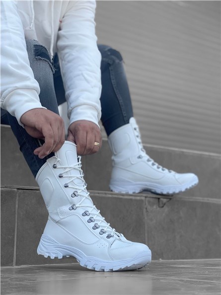 Men's Athletic Lace Up Boots BA0605 - White #362666