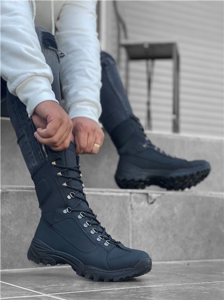 Men's Lace Up Nubuck Boots BA0605 - Black #361671