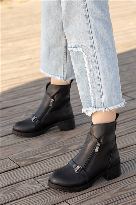 Women's Double Zip Front Boots - Black #361432