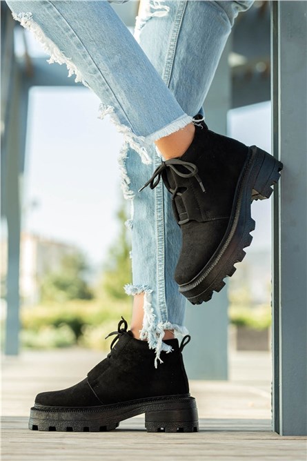 Women's Suede Boots - Black #358803