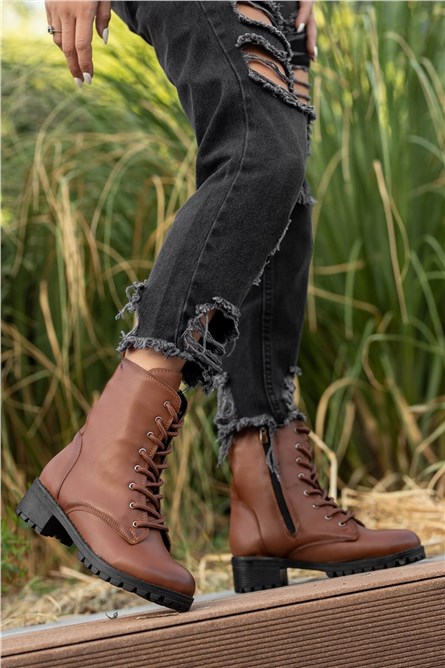 Women's Lace Up Zip Up Boots - Taba #362398