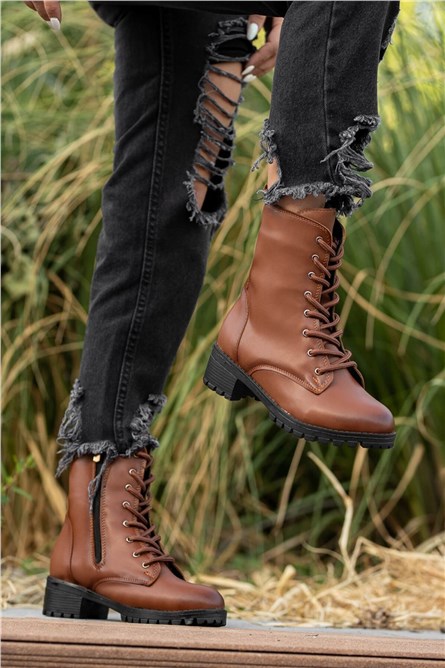 Women's Lace Up Zip Up Boots - Taba #362398