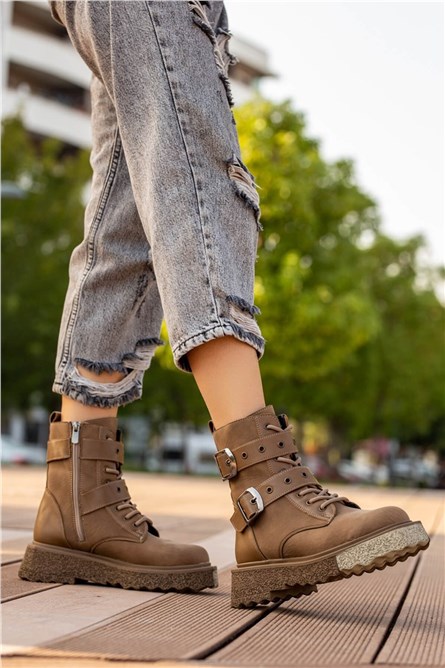Women's Buckle Boots - Mink #362964