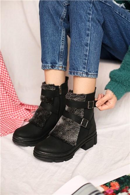 Women's Fur Boots - Black #298325