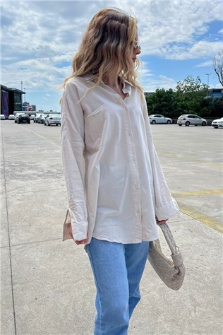 Women's Oversize shirt MG1530 - Light beige #333689