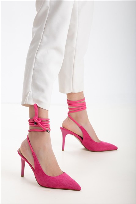Women's Suede Lace Up Sandals - Hot Pink #370696
