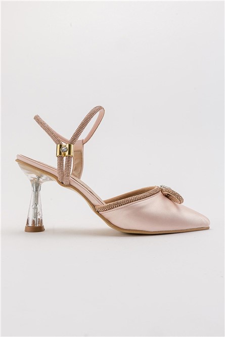 Women's elegant shoes with decorative ribbon - Beige #381896