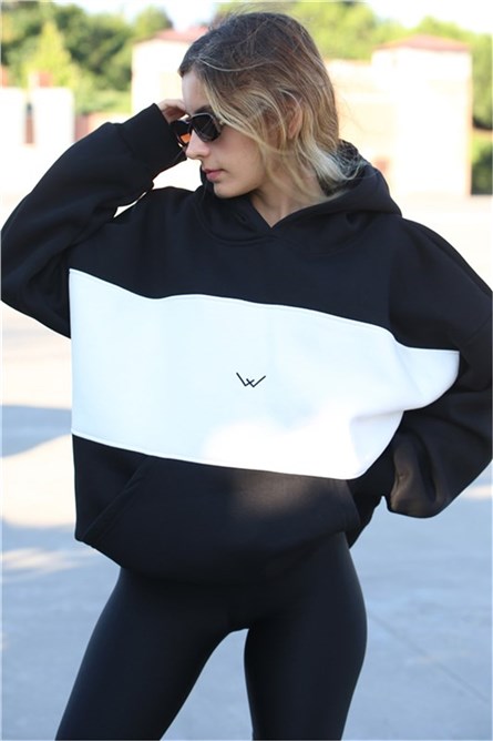 Women's Hooded Sweatshirt MG1544 - Black #334606