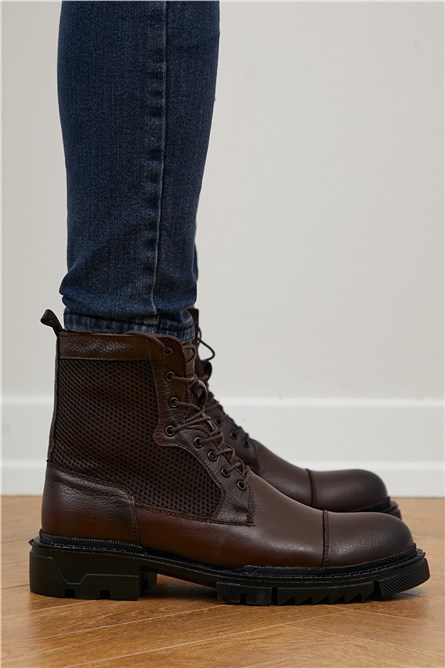 Tonny Black Men's Real Leather Boots - Brown #310757