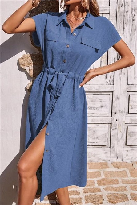 Women's Button Down Dress MG1743 - Blue #394798