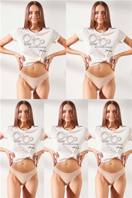 Women's String - 5 pcs. 561 - Beige #322974