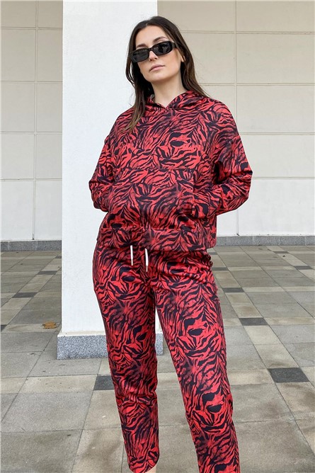 Дамски суитшърт 838 - Червен с Черен #382963