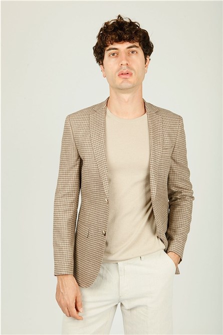 Мъжко сако Regular Fit 6 Drop - Бежово 307270