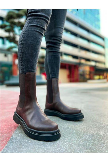 Side Elastic High Boots For Men CH223 CST - Brown #366294