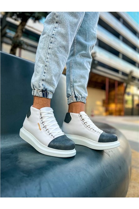 CH258 GBT Unisex Lace Up Boots - White with Anthracite #366291