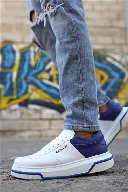 Chekich Unisex Shoes CH075 - White with Blue #359585