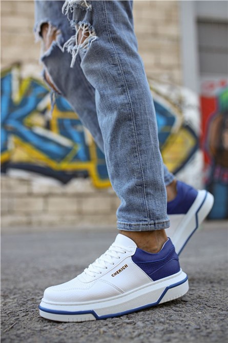 Chekich Unisex Shoes CH075 - White with Blue #359585