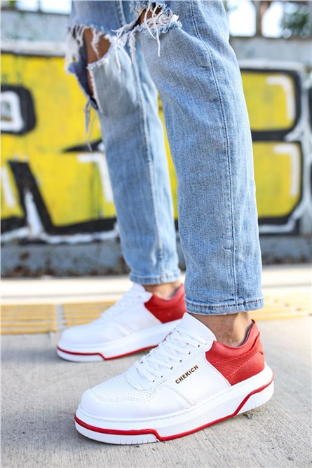 Chekich Unisex Shoes CH075 - White with Red #359586