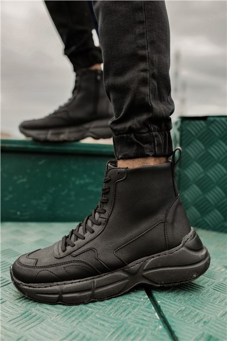 Chekich Men's Sports Lace Up Boots CH077 ST - Black #366334
