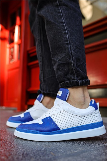 Chekich Men's Shoes CH201 - White with Blue #359759