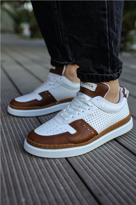 Chekich Men's Shoes CH201 - White with Taba #359761