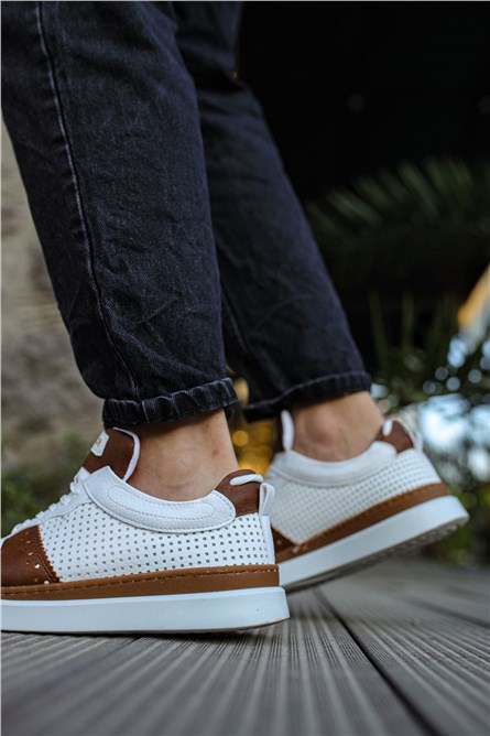 Chekich Men's Shoes CH201 - White with Taba #359761
