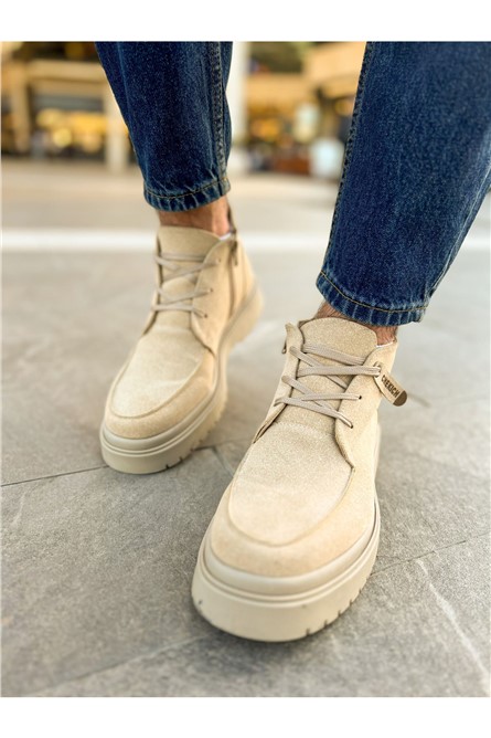 Chekich Men's Lace Up Suede Boots - Light Beige #365586